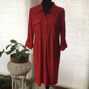 Stunning red dress with gold buttons